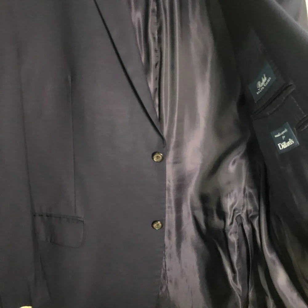 Ralph Lauren for Dillards Men's Navy Blue Suit Blazer 2‎ Buttons 48R